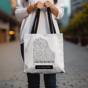 Bolso De Tela Regalo de nubes de palabras para piano para profes