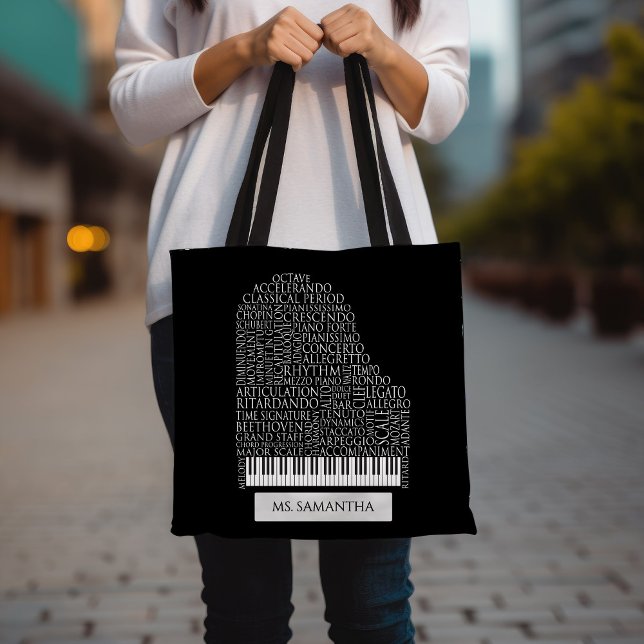 Bolso De Tela Regalo de nubes de palabras para piano para profes (Subido por el creador)