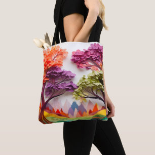 Bolso De Tela Regalo de paisaje de árbol multicolor de capa de p