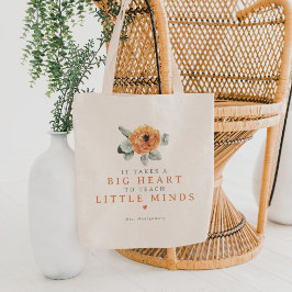 Bolso De Tela Regalo de profesor de corazón grande de la floral 