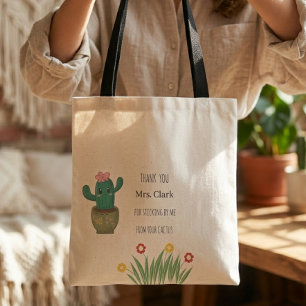 Bolso De Tela Regalo de profesor minimalista de cactus estético 