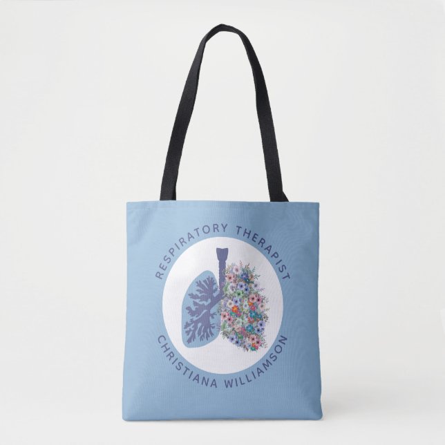 Bolso De Tela Regalo de pulmones florales de terapeuta respirato (Anverso)