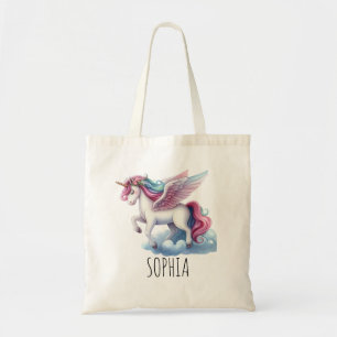 Bolso De Tela Regalo de Unicornio Mágico Colorido con Nombre Per