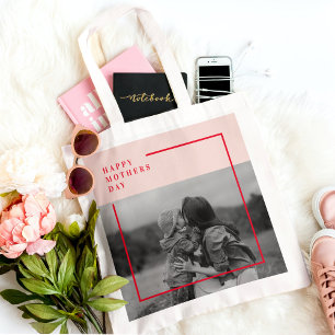 Bolso De Tela Regalo del Día de la Madre con Foto Rosa y Rojo