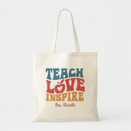 Bolso De Tela Regalo del día del maestro Retro Enseña Amar Inspi