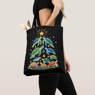Bolso De Tela Regalo divertido de tortuga de Navidad Tortuga árb
