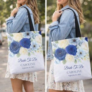 Bolso De Tela Regalo Elegante de Ducha Nupcial de Marfil Azul pa