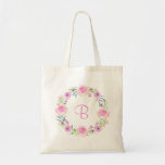 Bolso De Tela Regalo floral brillante rosa<br><div class="desc">Bolso de regalo personalizado de floral rosa brillante. Impresión violeta ©</div>