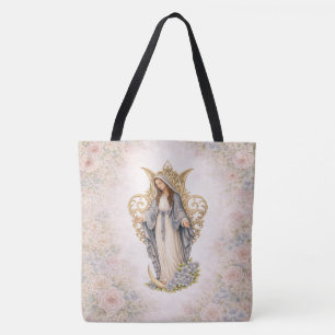 Bolso De Tela Regalo Floral Católico de la Virgen María para Muj