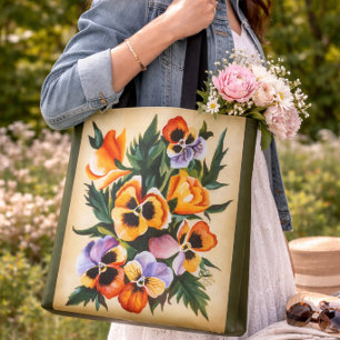 Bolso De Tela Regalo floral de pensamiento para ella estilo caba