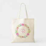 Bolso De Tela Regalo floral rosa brillante<br><div class="desc">Bolsa de regalo personalizada de flor rosa brillante. Impresión violeta ©</div>