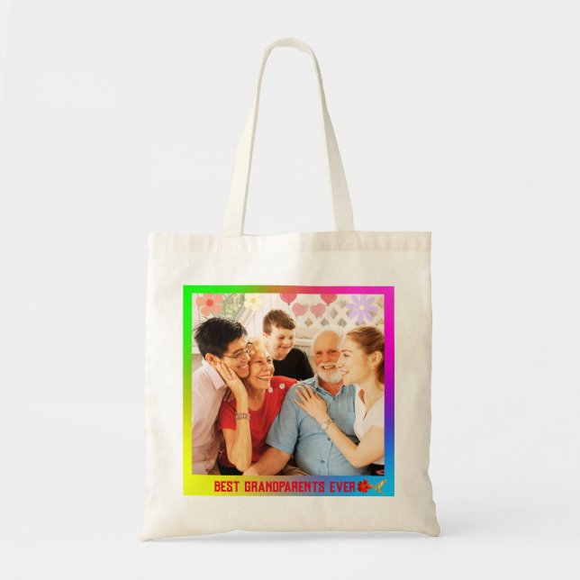 Bolso De Tela Regalo fotográfico de la familia de los abuelos co (Frente)