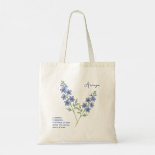 Bolso De Tela Regalo Personalizable con Nombre y Flor del Mes de