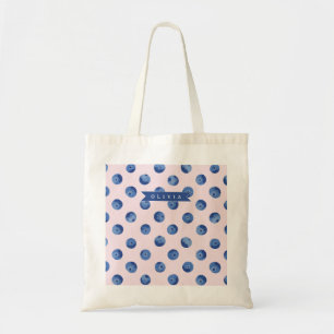 Bolso De Tela Regalo Personalizado de Acuarela de Arándanos Azul