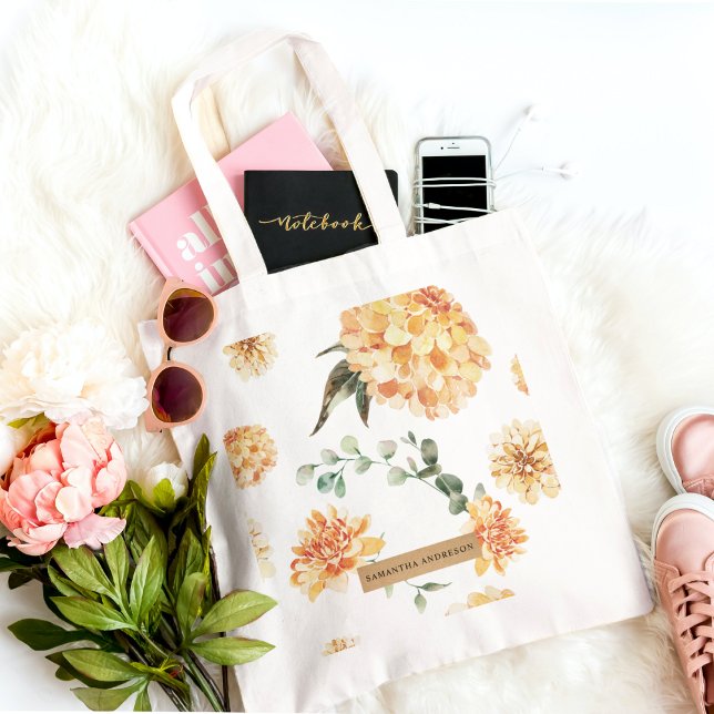 Bolso De Tela Regalo personalizado de flores modernas amarillo y (Subido por el creador)