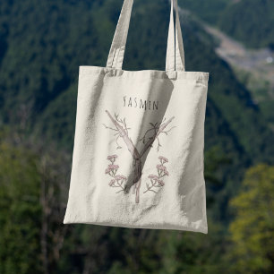 Bolso De Tela Regalo personalizado de letra floral de milenrama