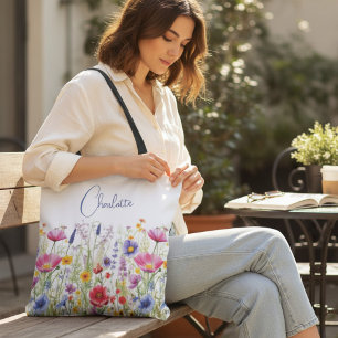 Bolso De Tela Regalo personalizado de nombre de flor silvestre c