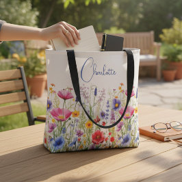 Bolso De Tela Regalo personalizado de nombre de flor silvestre c
