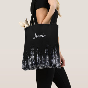 Bolso De Tela Regalo personalizado monogramado de Purpurina plat