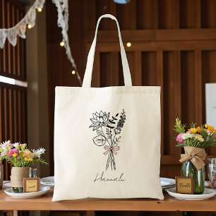 Bolso De Tela Regalo Personalizado Para Dama De Honor Lazo Rosa