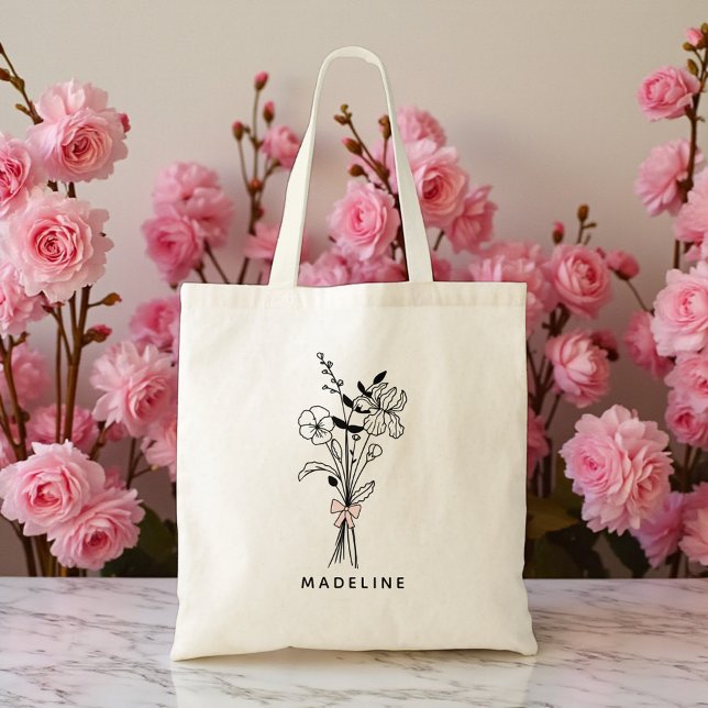 Bolso De Tela Regalo Personalizado para Damas de Honor Lazo Rosa (Subido por el creador)