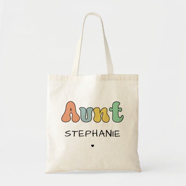 Bolso De Tela Regalo personalizado tía Retro | Tía Personalizada (Frente)