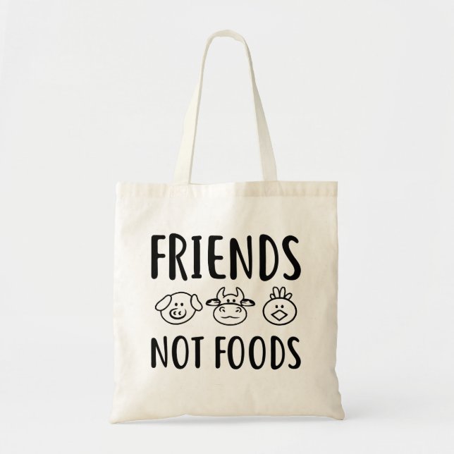 Bolso De Tela Regalo vegano, Vegan, Funny Vegan, amigos no comid (Frente)