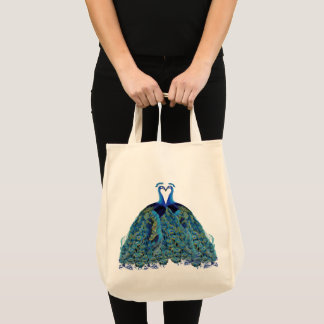 Bolso De Tela Regalos de Boda de Beso de Peacocks Vintage