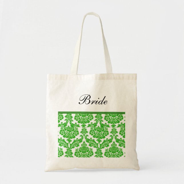 Bolso De Tela regalos de bodas de damasco verde (Frente)