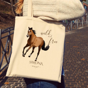 Bolso De Tela Regalos de caballo de Mustang nombre personalizado