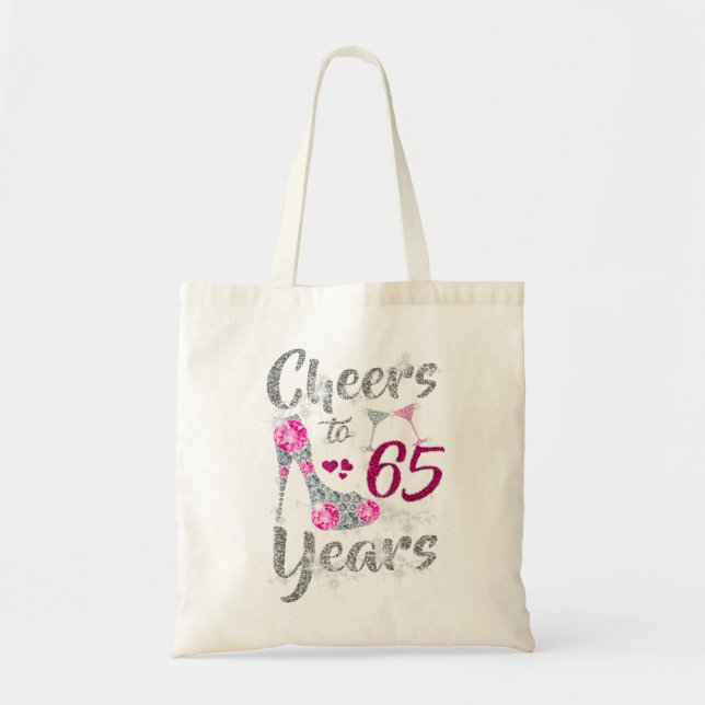 Bolso De Tela Regalos De Cumpleaños 65 Alegres Al Alza De Vinos  (Frente)