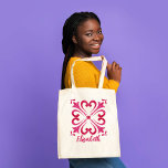 Bolso De Tela Regalos de dama de honor fuchsia magenta personali<br><div class="desc">Bridesmaid regalos fuchsia magenta Majolica baldosas mediterráneas personalizadas en bolsa de tote.</div>