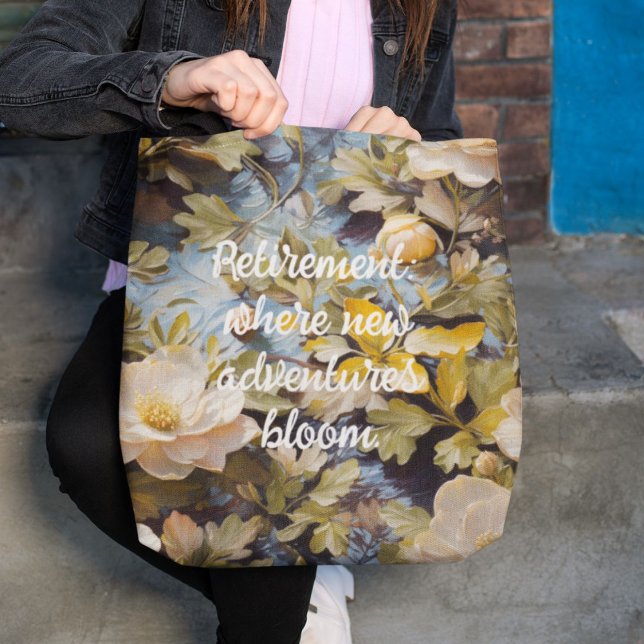 Bolso De Tela Regalos de jubilación de Personalizados en flor rú (Rustic Blooms Custom Retirement Gifts for Her)