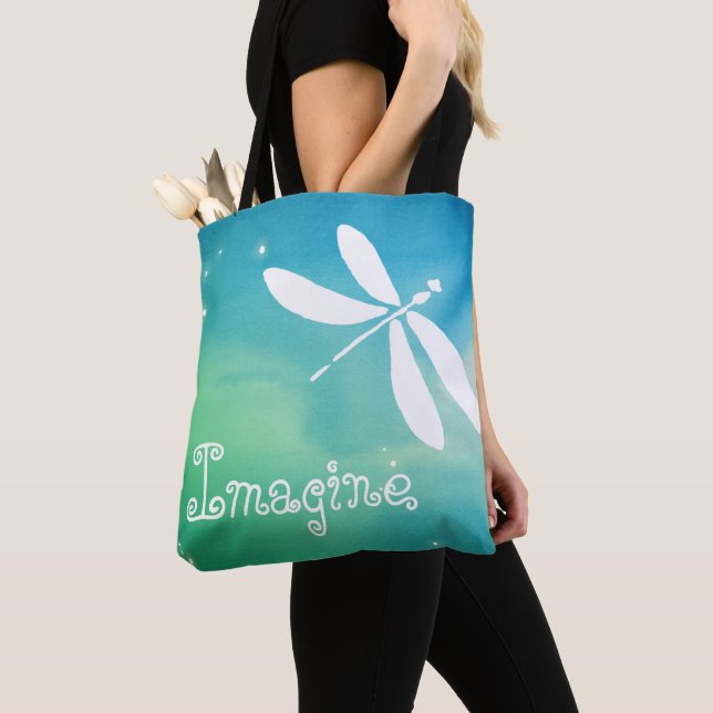 Bolso De Tela Regalos de la acuarela del verde azul de las (Detalle)