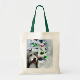 Bolso De Tela Regalos de Navidades Collie con barba