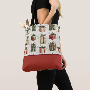 Bolso De Tela Regalos de Navidades con cintas, bloque de color