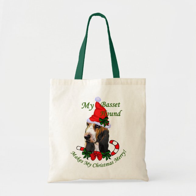 Bolso De Tela Regalos de Navidades de Hound Basset (Frente)