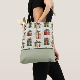 Bolso De Tela Regalos de Navidades, Holly, bloque de color