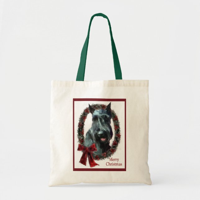 Bolso De Tela Regalos de Navidades Schnauzer (Frente)