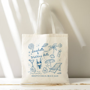 Bolso De Tela Regalos para damas de honor conchas de mar y campa