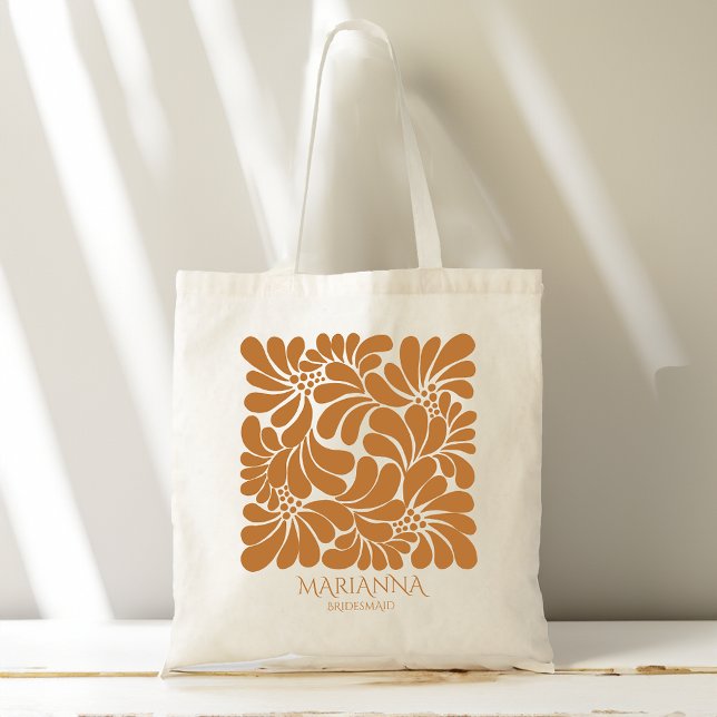 Bolso De Tela Regalos para damas de honor talavera mexicana pers (Bridesmaids gifts Mexican  terracotta talavera personalized name Tote Bag bridal party gifts for her)