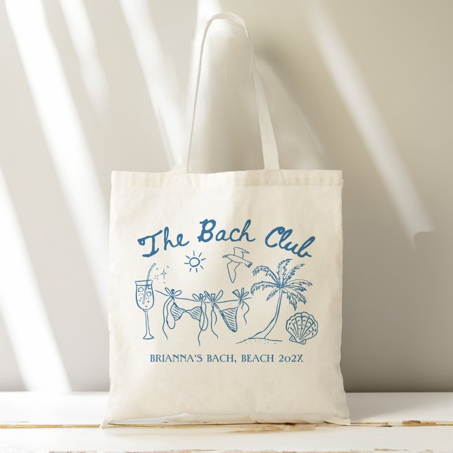 Bolso De Tela regalos personalizados para damas de honor con con (Bach club beach seashells bachelorette party personalized bridesmaids gifts custom tote bag)