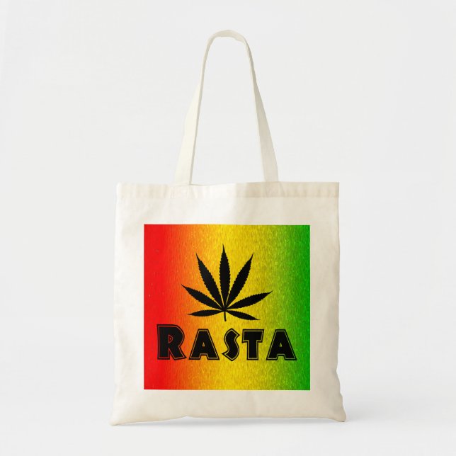 Bolso De Tela Reggae Rasta Leaf Jamaica Presupuesto Tote Bag (Frente)