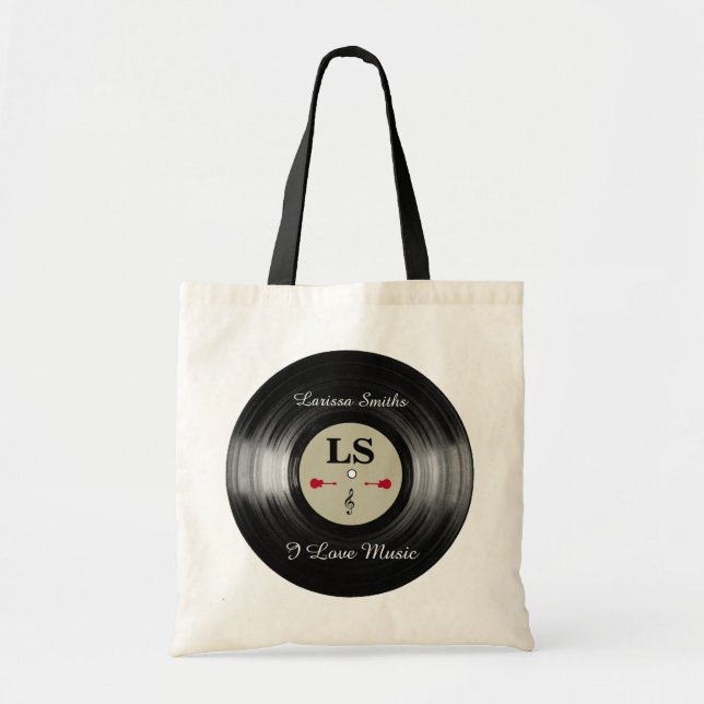 Bolso De Tela registro de vinilo fresco y personalizado (Frente)