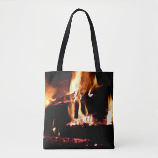 Bolso De Tela Registros en la fotografía de fuego cálido de la c