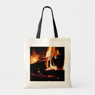 Bolso De Tela Registros en la fotografía de fuego cálido de la c