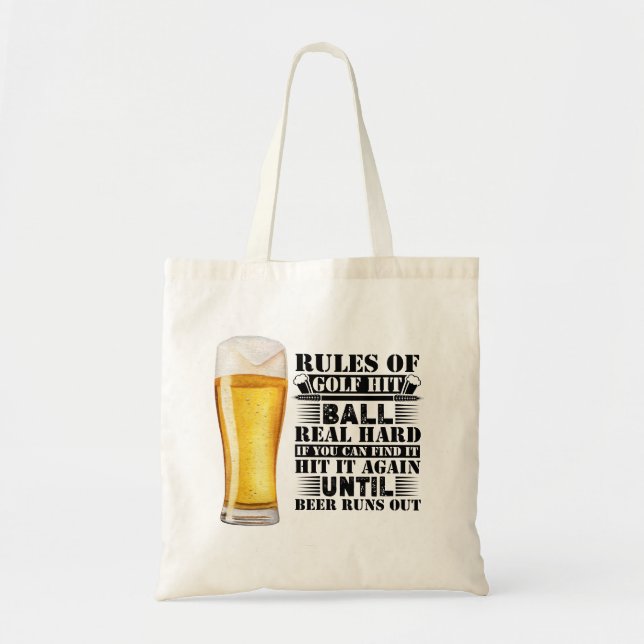 Bolso De Tela Reglas de golf divertidas diciendo para los golfis (Frente)