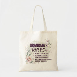 Bolso De Tela Reglas Divertidas de la Abuela Floral Acuarela Fam