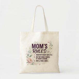 Bolso De Tela Reglas Divertidas de Mamá Floral Acuarela Familia 