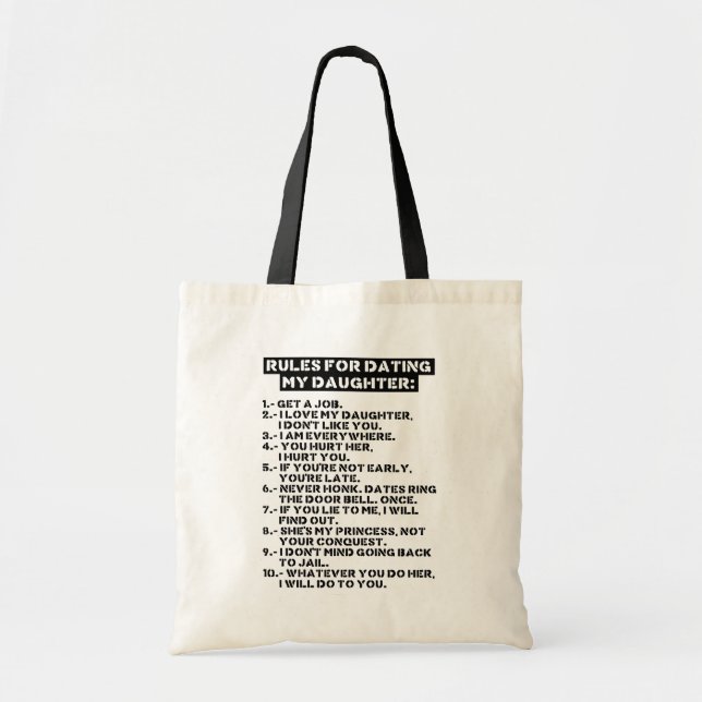 Bolso De Tela Reglas para salir con mi hija (Frente)